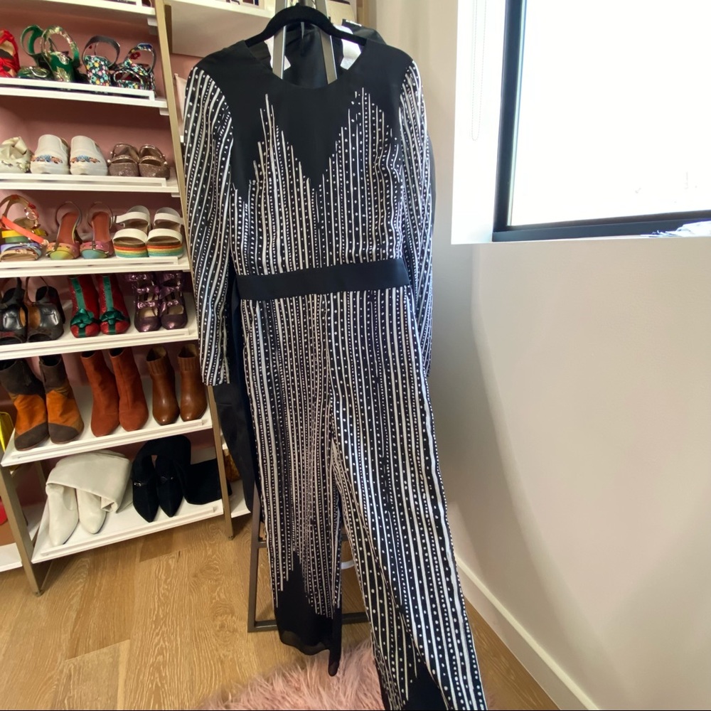 Rachel Roy Black Patterned Jumpsuit